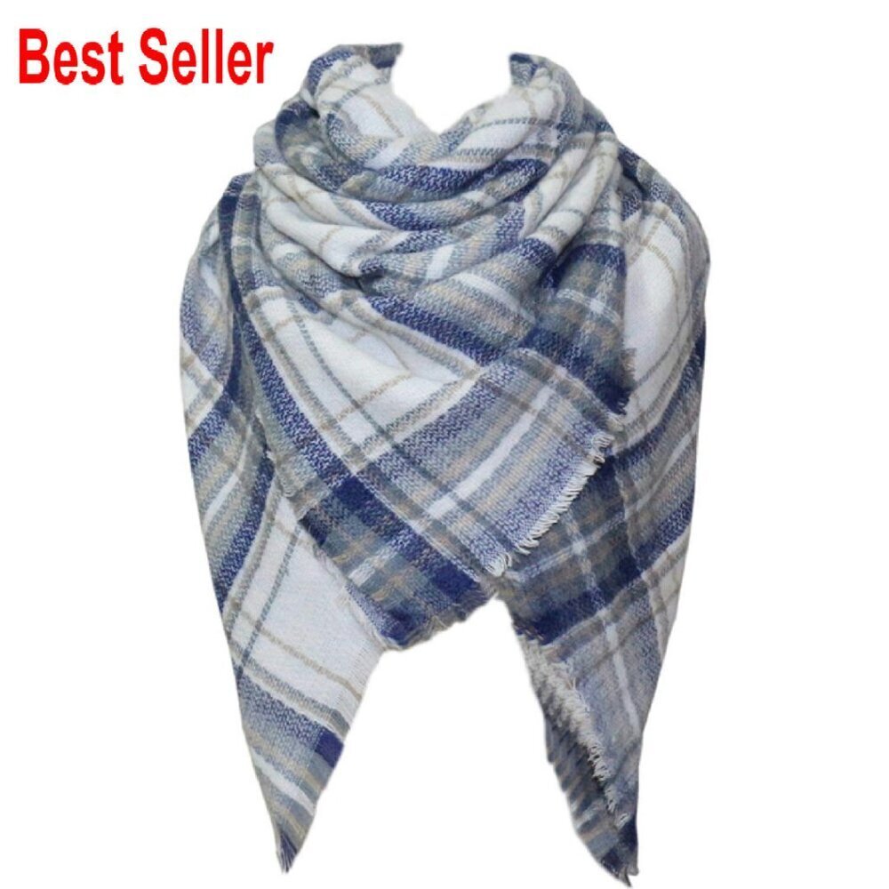 Soft Oversized Tartan Shawl Wrap Cozy Warm Chic Versatile Blanket Scarf